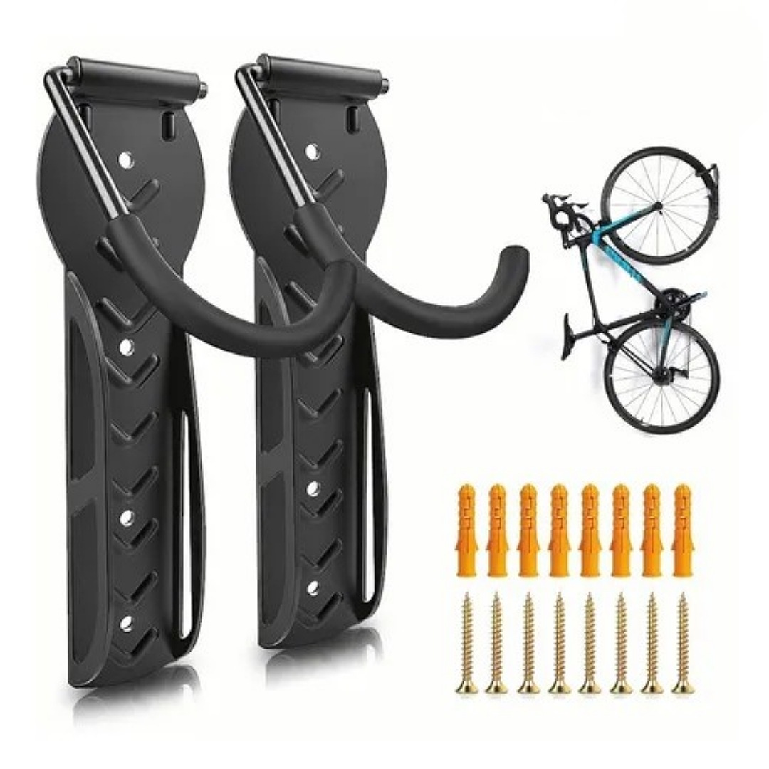 Gancho De Soporte De Pared Para Bicicleta, Negro, 2 Piezas