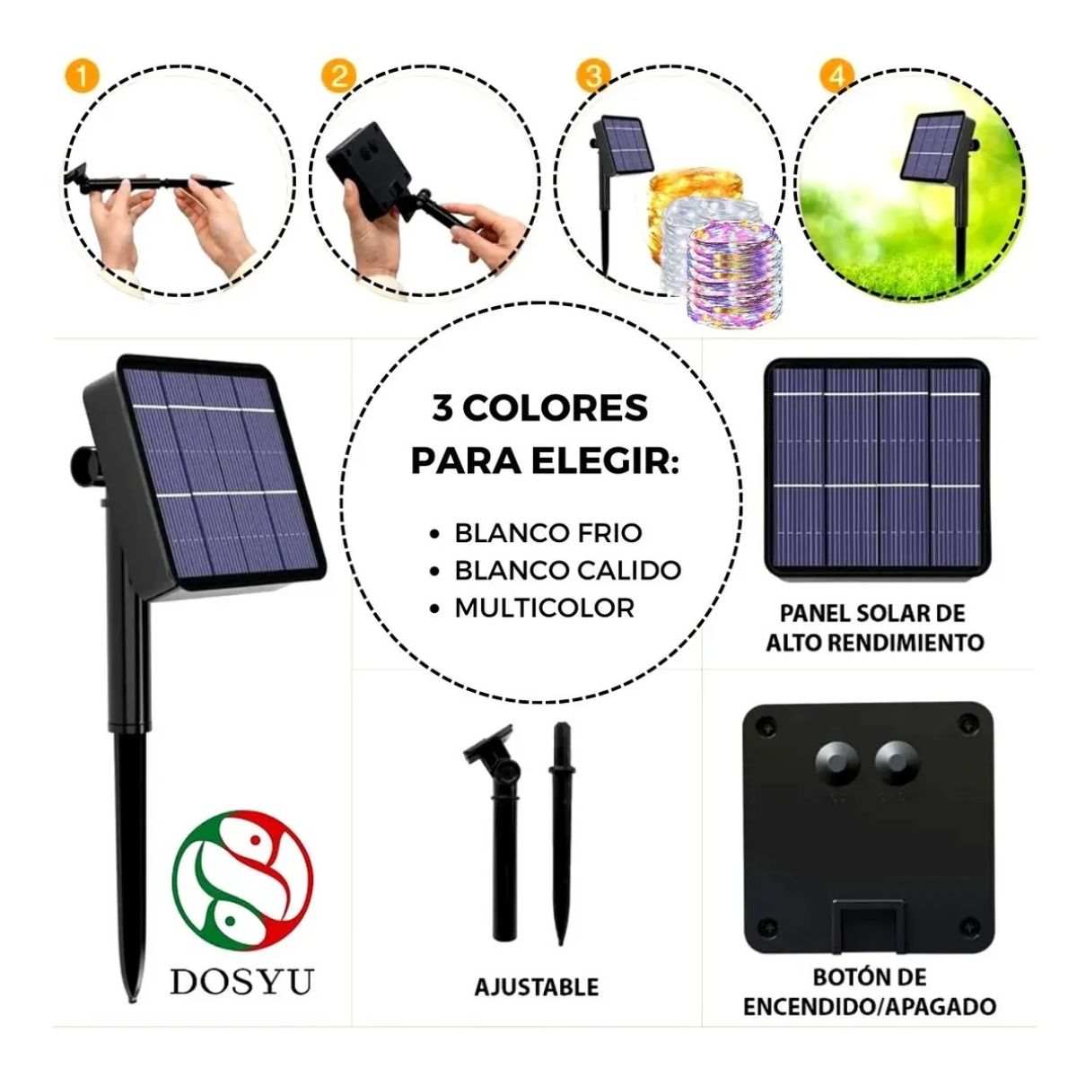 Luces Led solares Tira led decorativa exterior impermeable 2 rollos de 10 metros DOSYU 