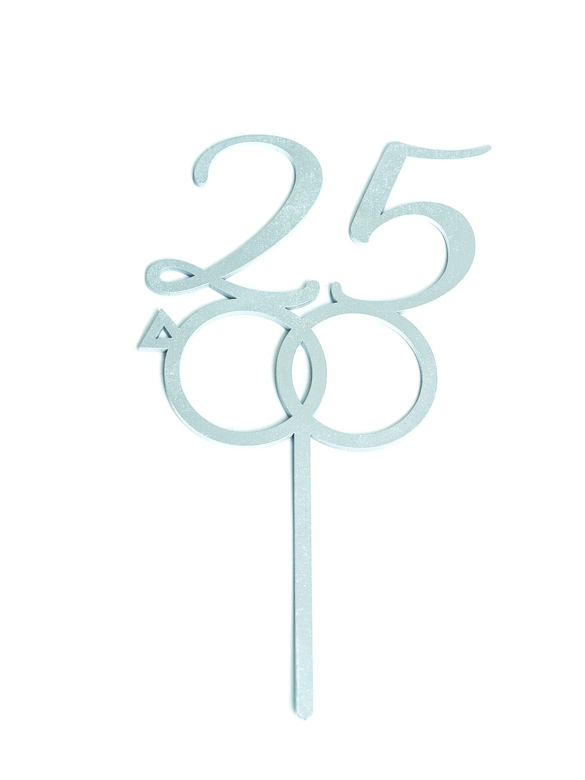 Letrero Pastel Cake Topper 25 Aniversario Plata Bdls-025