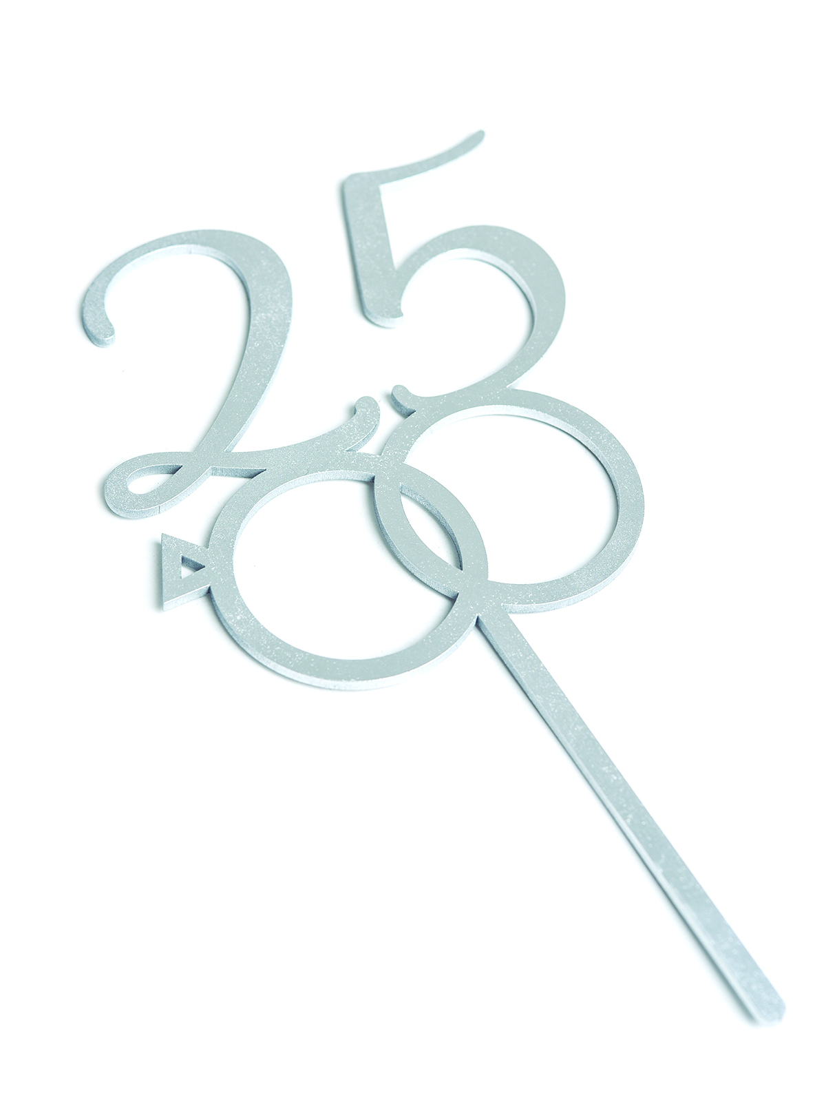 Letrero Pastel Cake Topper 25 Aniversario Plata Bdls-025