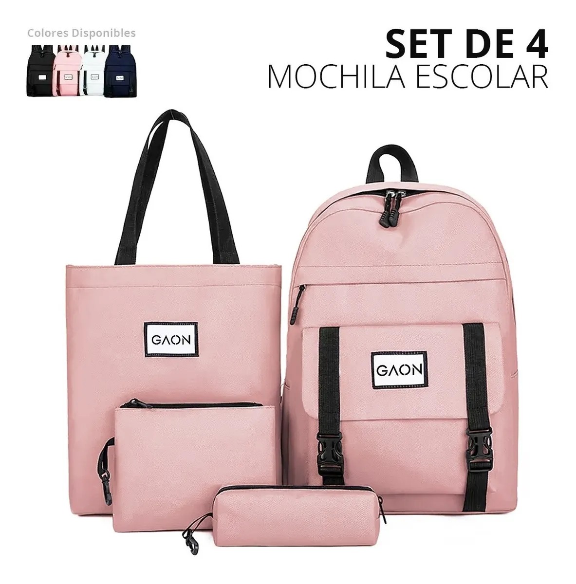 Mochila Bolsa Lapicera y Lonchera Para Mujer y Hombre