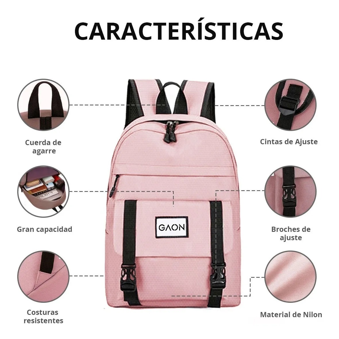 Mochila Bolsa Lapicera y Lonchera Para Mujer y Hombre