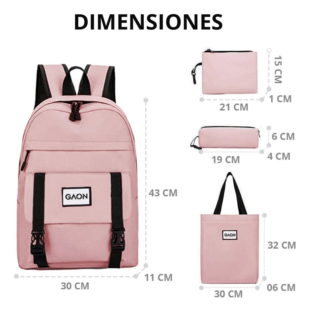 Mochila Bolsa Lapicera y Lonchera Para Mujer y Hombre