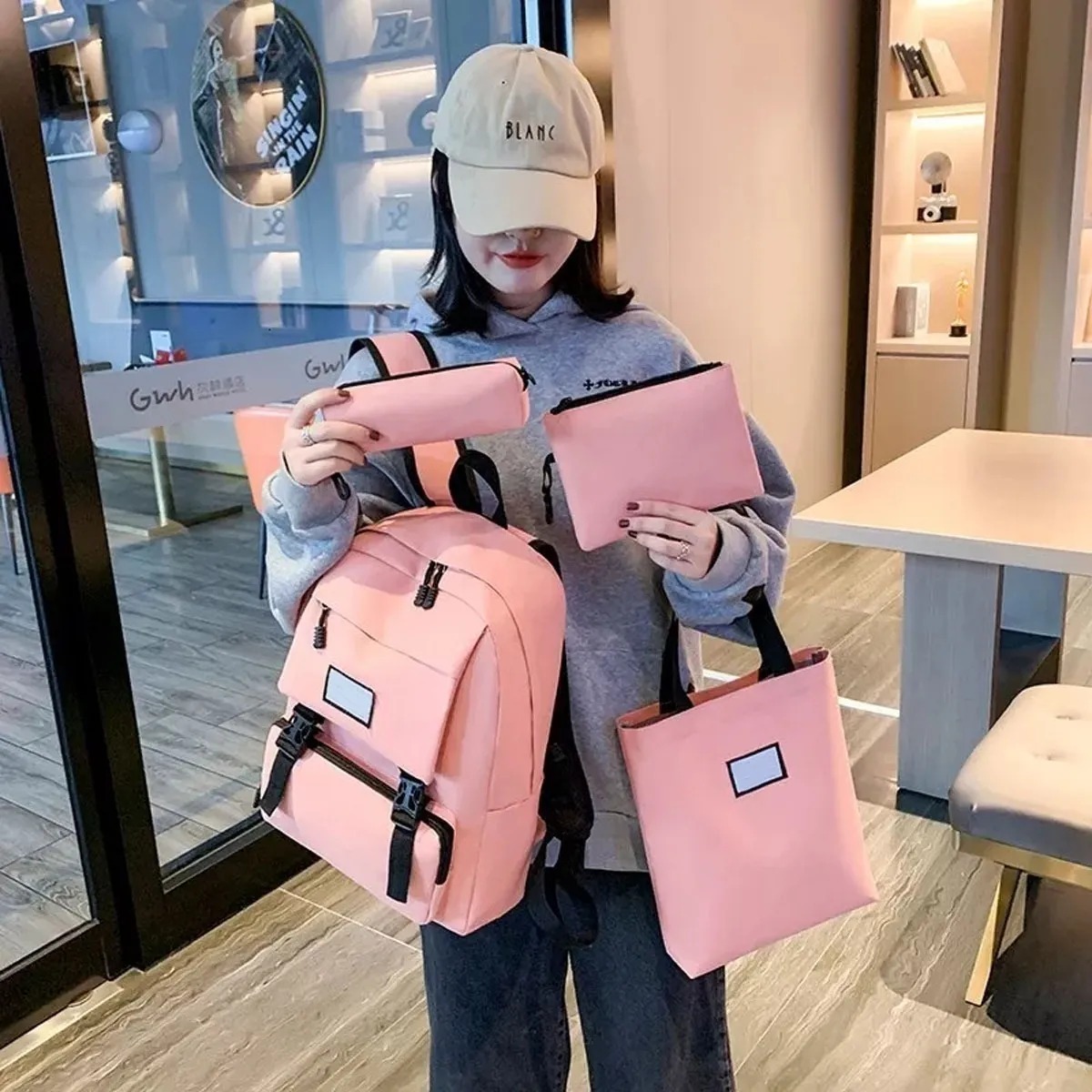 Mochila Bolsa Lapicera y Lonchera Para Mujer y Hombre