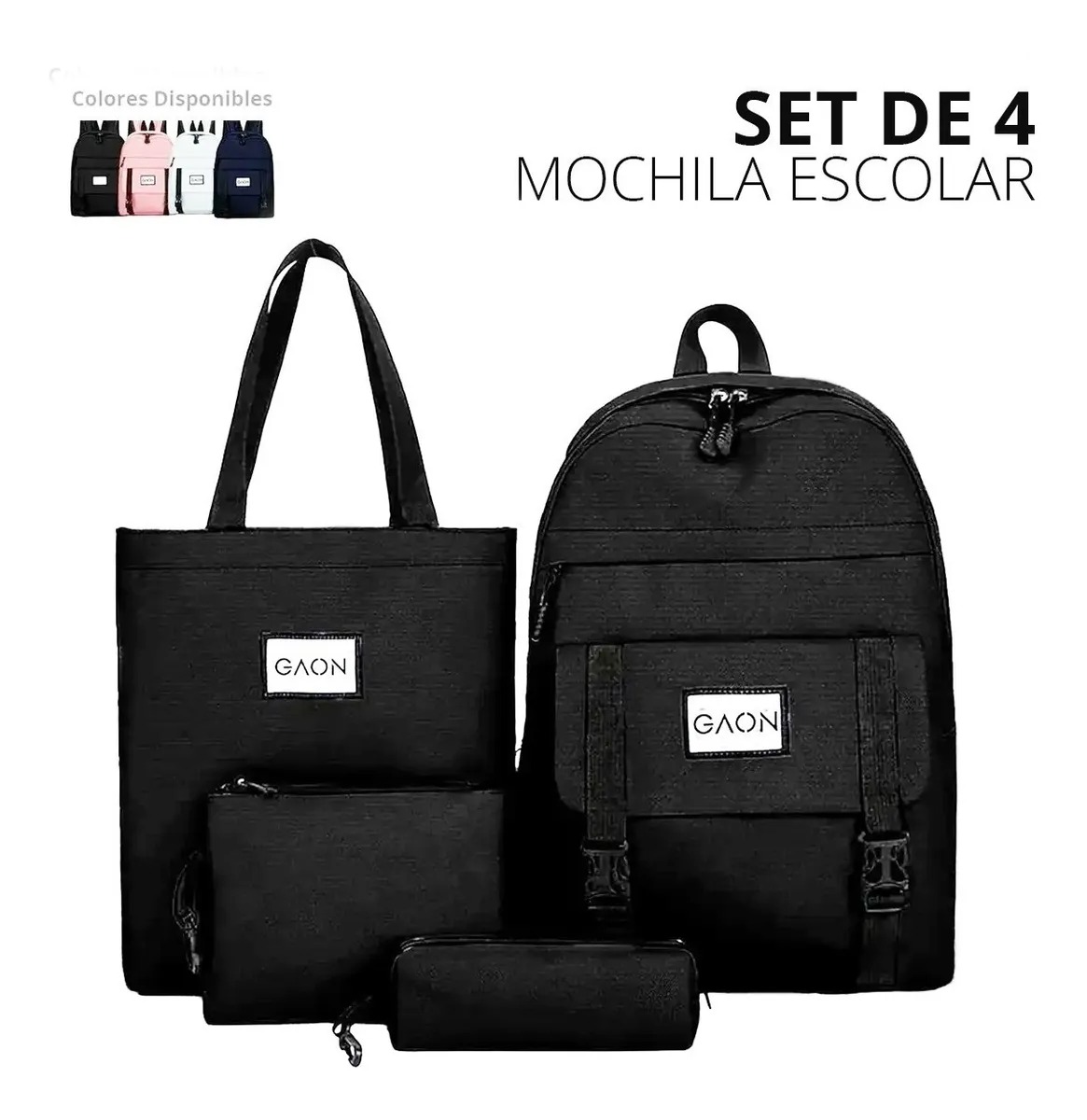 Mochila Bolsa Lapicera y Lonchera Para Mujer y Hombre