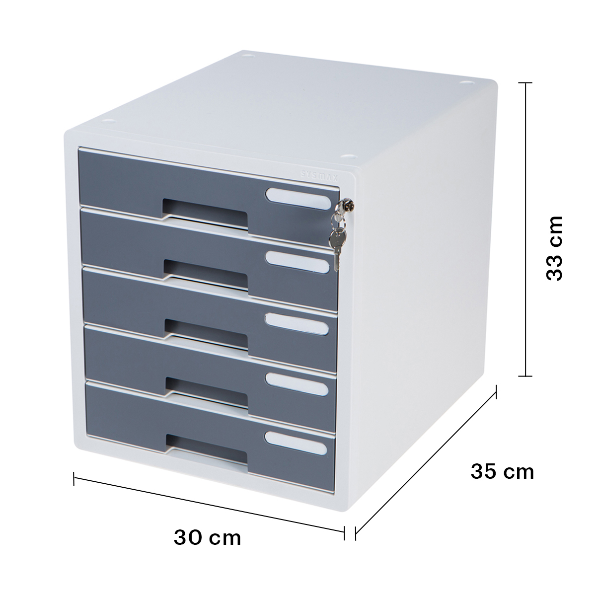 AGBOX Archivero para Escritorio con Cerradura con 5 Cajones Sysmax Gris LTOFF001.