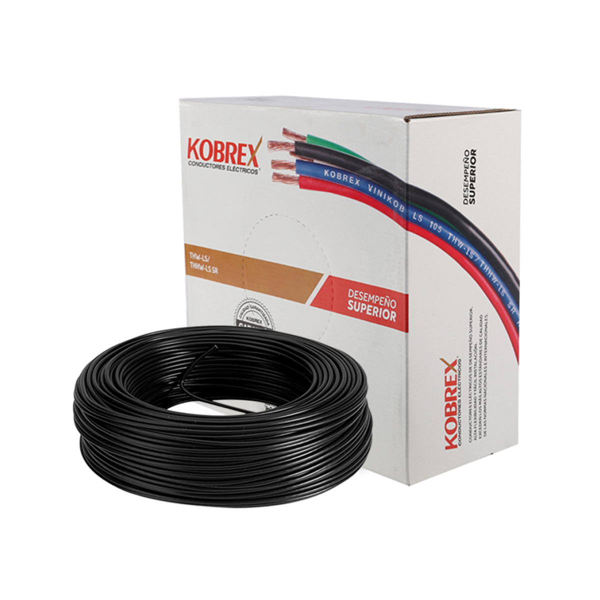 Caja 100 Mts, Cable negro, THW, Cal 14, AWG, 100% COBRE KOBREX