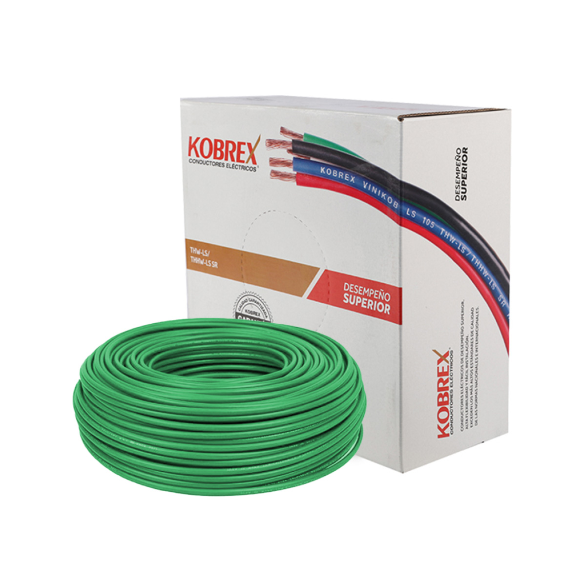 Caja 100 Mts, Cable verde, THW, Cal 14, AWG, 100% COBRE KOBREX