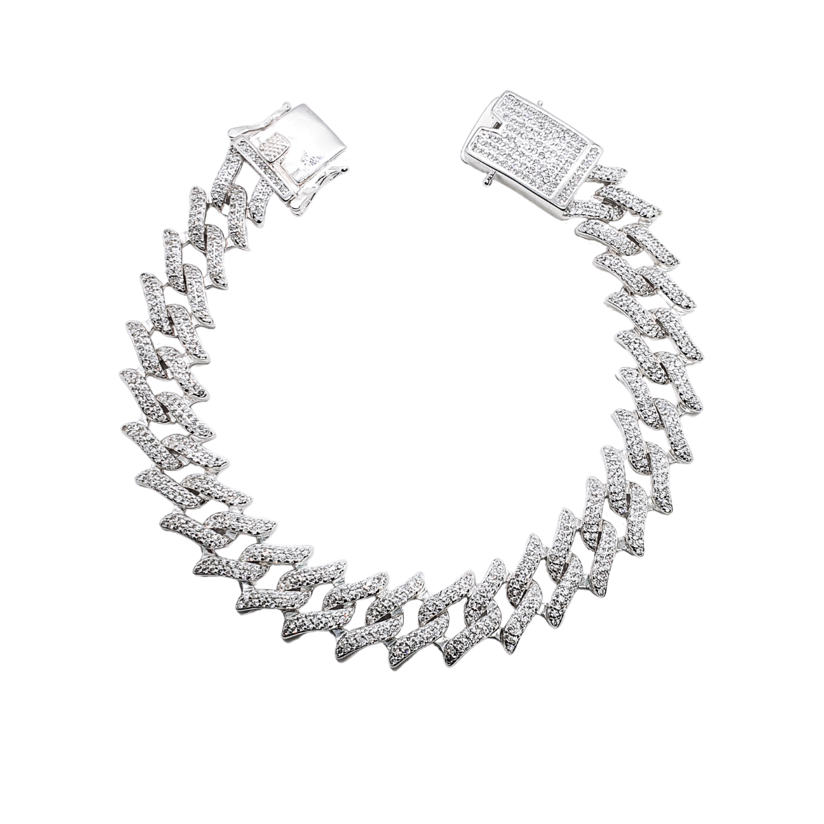 Esclava de plata 925 Hombre cubana, Brazalete con piedras zirconias suizas 