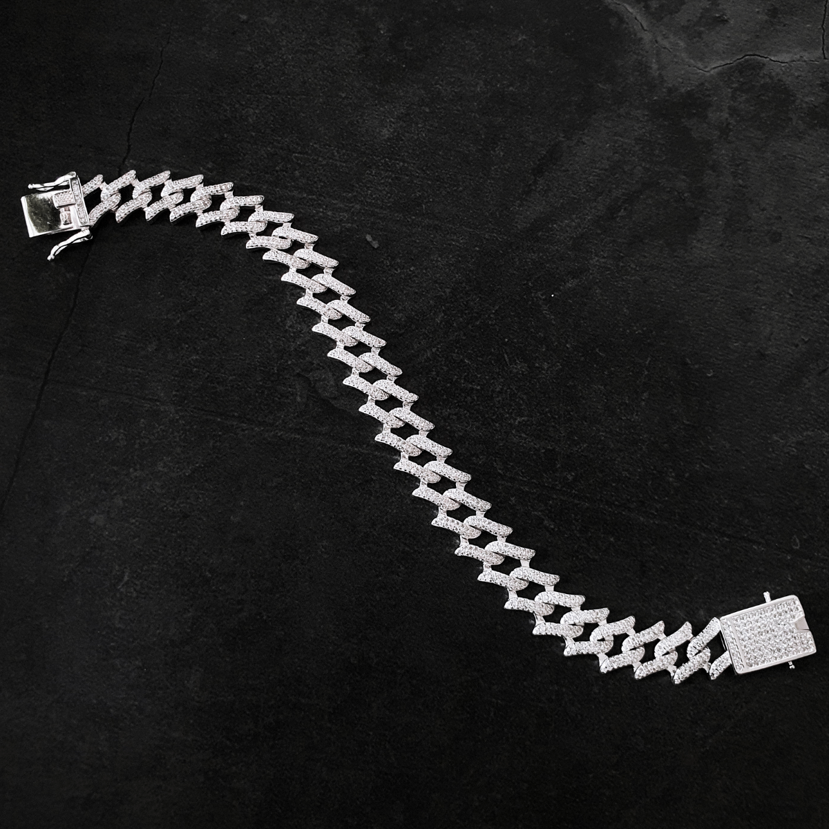 Esclava de plata 925 Hombre cubana, Brazalete con piedras zirconias suizas 