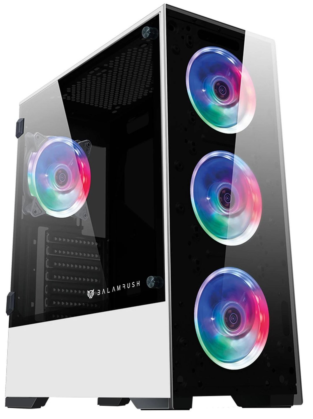 Gabinete Balam Rush THINOS, Torre, ATX/EATX/Micro ATX/Mini-ITX, USB 2.0/3.0, sin Fuente, Negro/Blanco