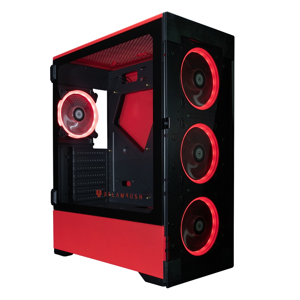Gabinete Balam Rush THINOS, Torre, ATX/EATX/Micro ATX/Mini-ITX, USB 2.0/3.0, sin Fuente, Negro/Rojo
