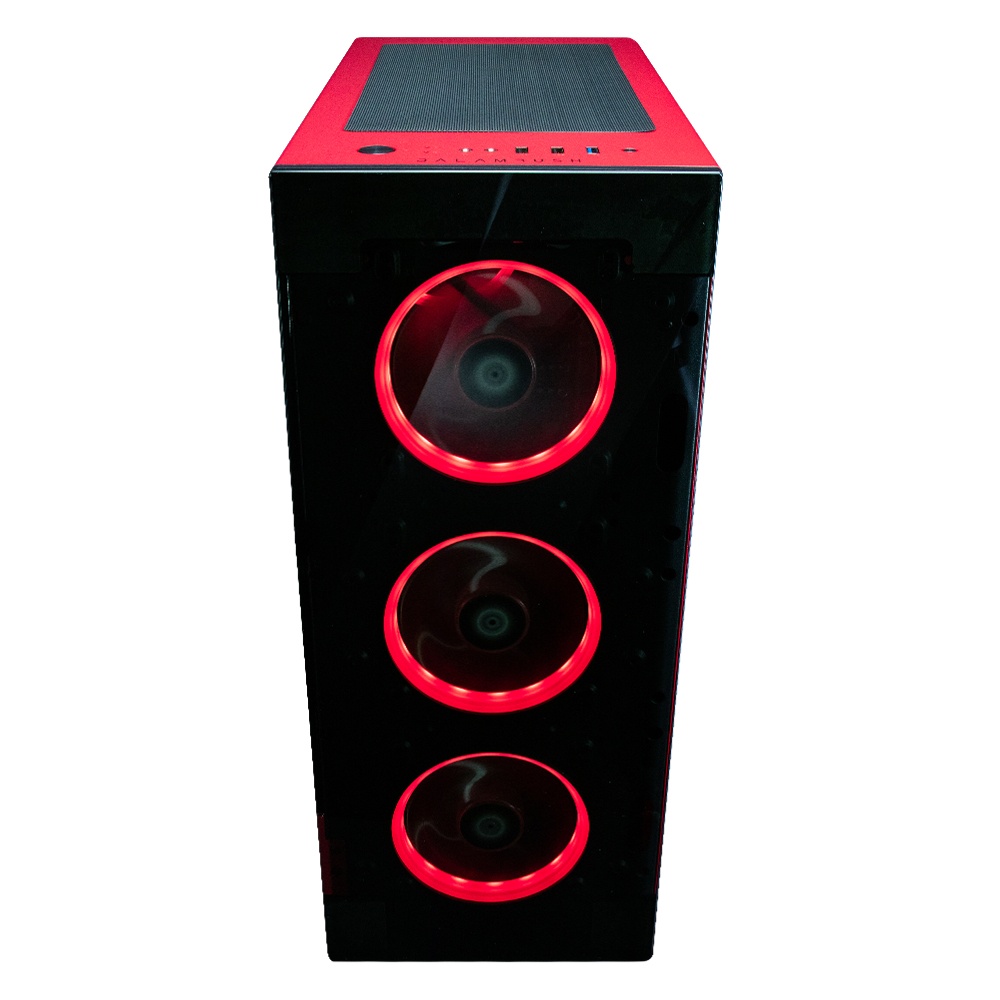 Gabinete Balam Rush THINOS, Torre, ATX/EATX/Micro ATX/Mini-ITX, USB 2.0/3.0, sin Fuente, Negro/Rojo