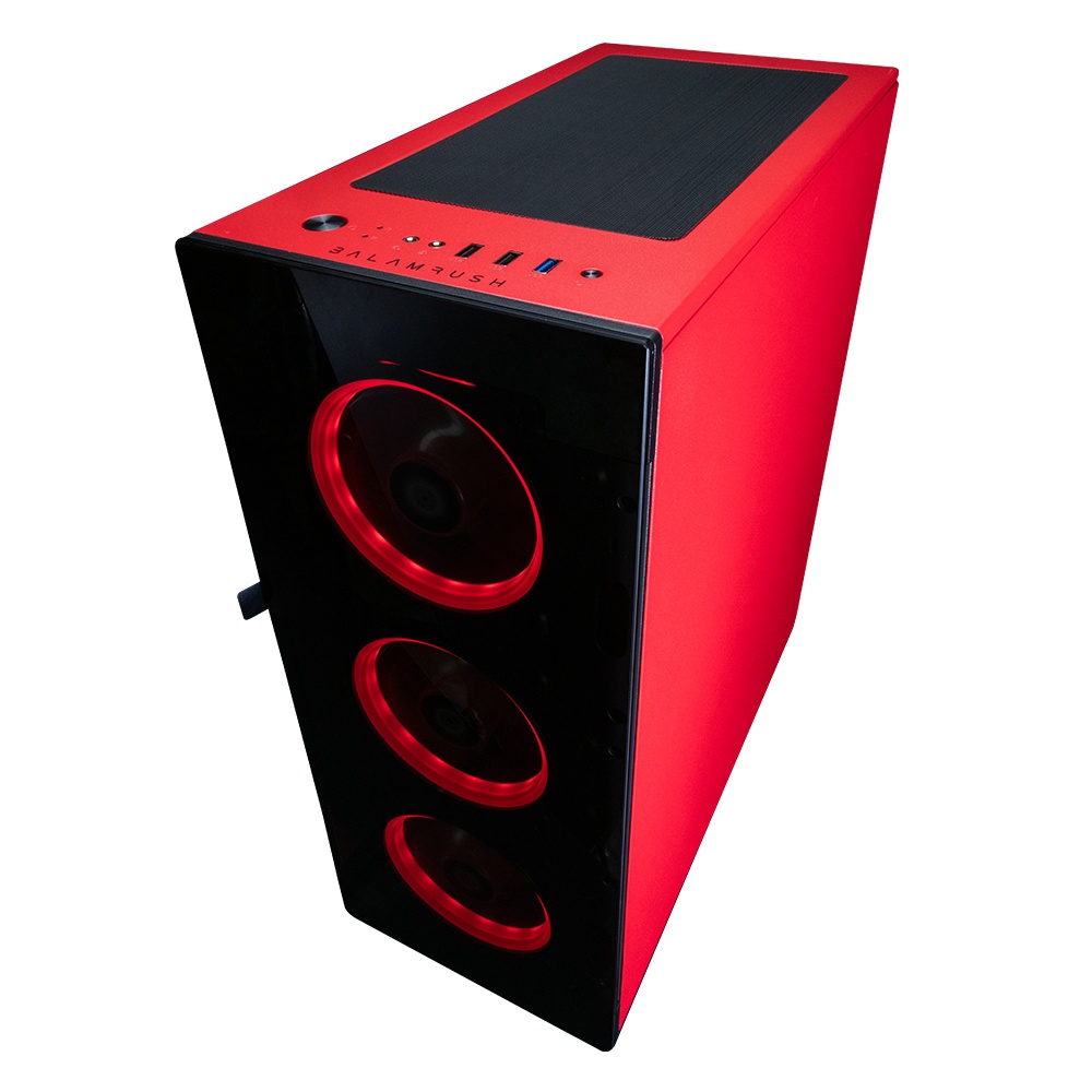Gabinete Balam Rush THINOS, Torre, ATX/EATX/Micro ATX/Mini-ITX, USB 2.0/3.0, sin Fuente, Negro/Rojo