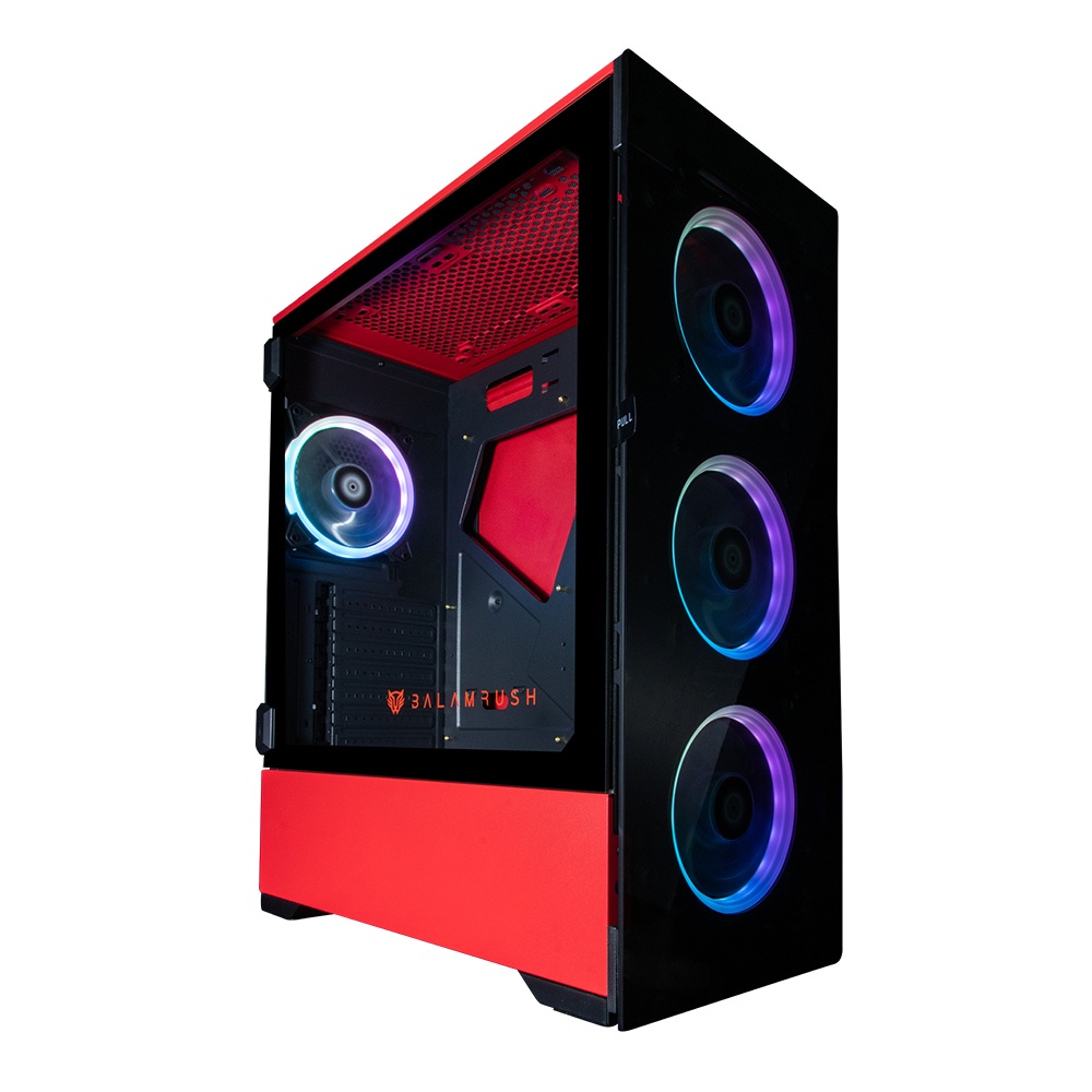 Gabinete Balam Rush THINOS, Torre, ATX/EATX/Micro ATX/Mini-ITX, USB 2.0/3.0, sin Fuente, Negro/Rojo