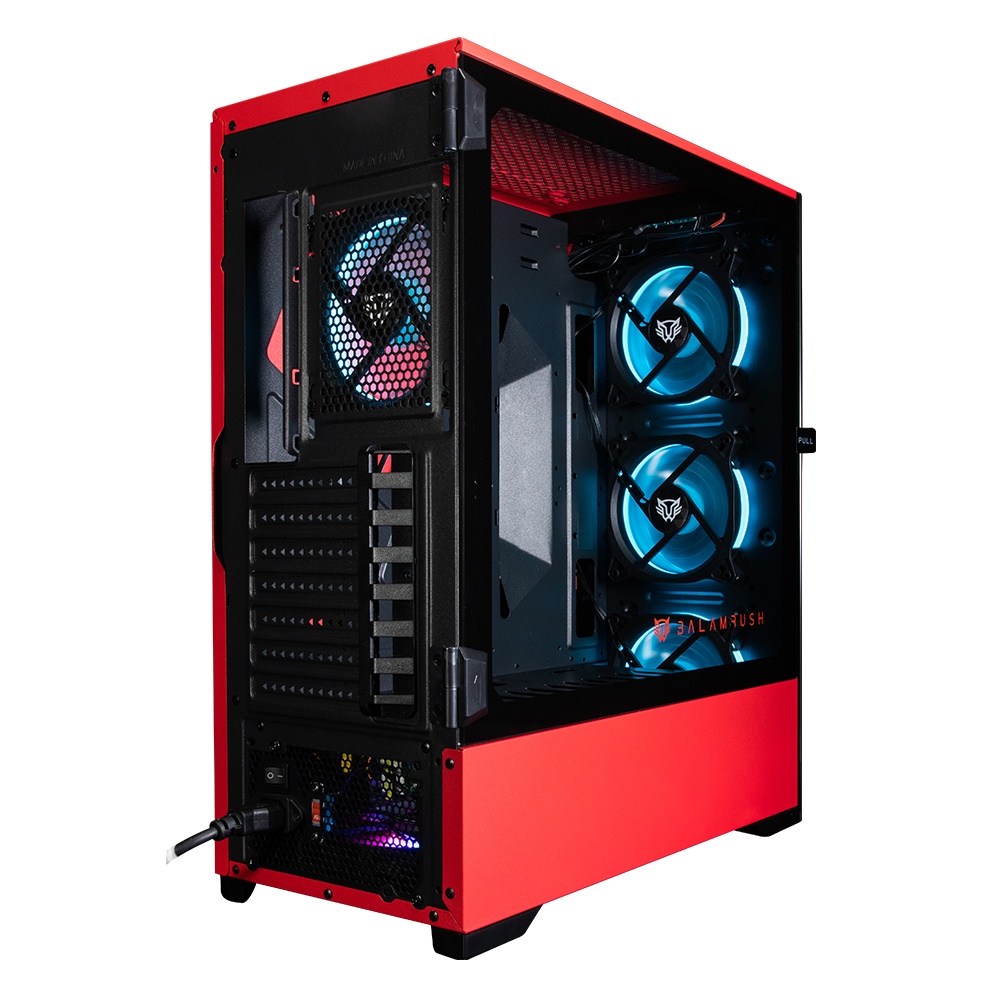 Gabinete Balam Rush THINOS, Torre, ATX/EATX/Micro ATX/Mini-ITX, USB 2.0/3.0, sin Fuente, Negro/Rojo