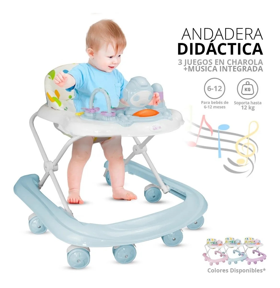 Andadera De Bebe Interactiva Musical Portatil Pleglable