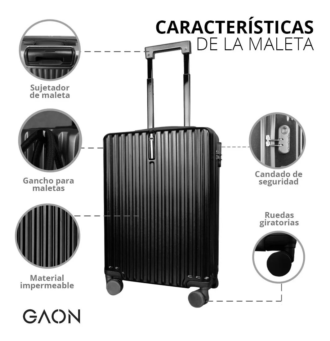 Set 2 Maletas De Viaje Con Ruedas Candado Antirrobo Negro