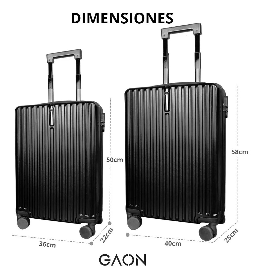 Set 2 Maletas De Viaje Con Ruedas Candado Antirrobo Negro