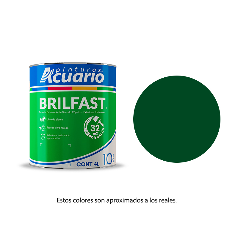 Pintura Esmalte Bril Fast Color Verde Ftalo Brillante 4L Acuario EB64140
