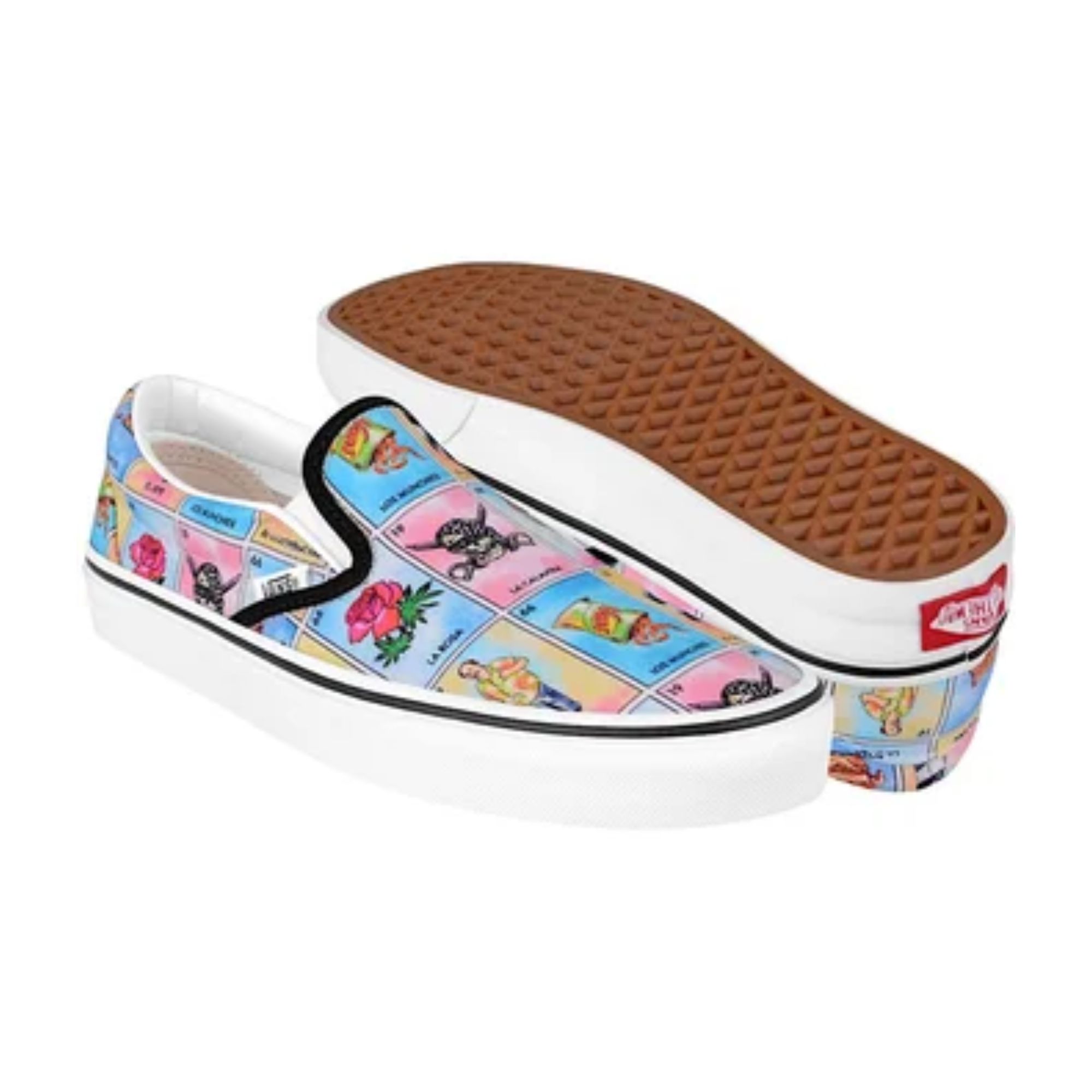 Tenis Vans Slip On "LOS VANS" Lotería Multicolor Unisex Originales 4U38WN1