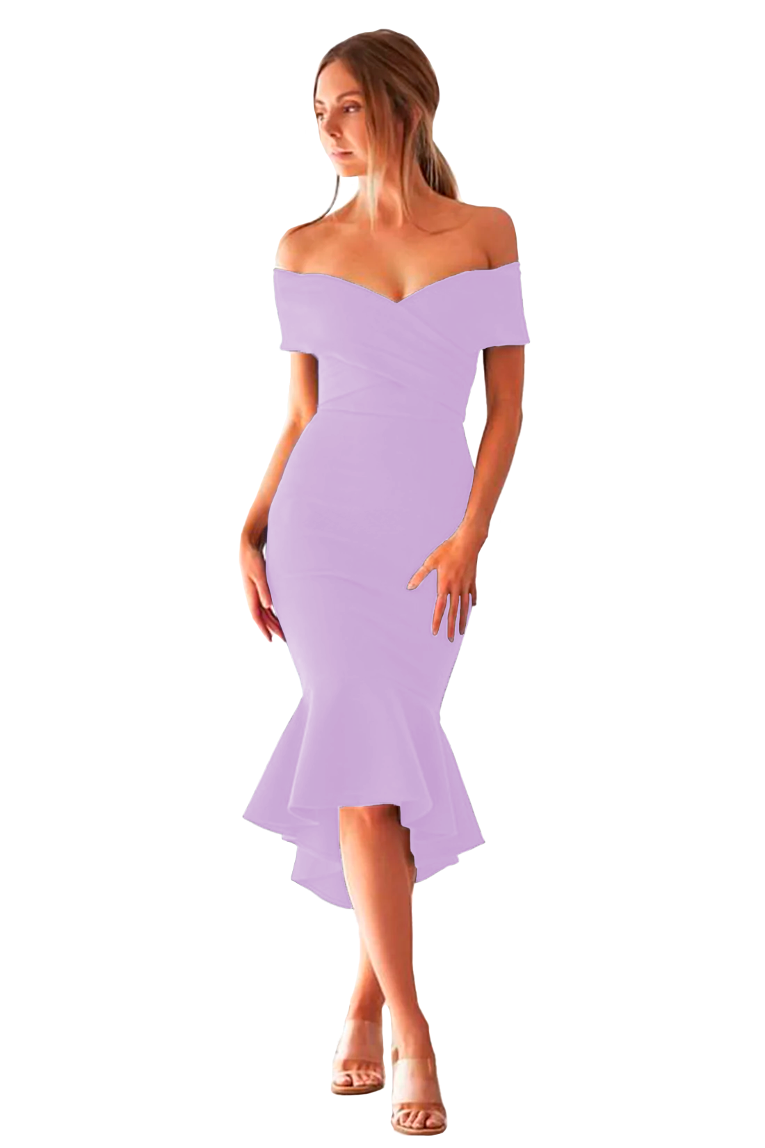 Vestido ajustado elegante con cruze y olan