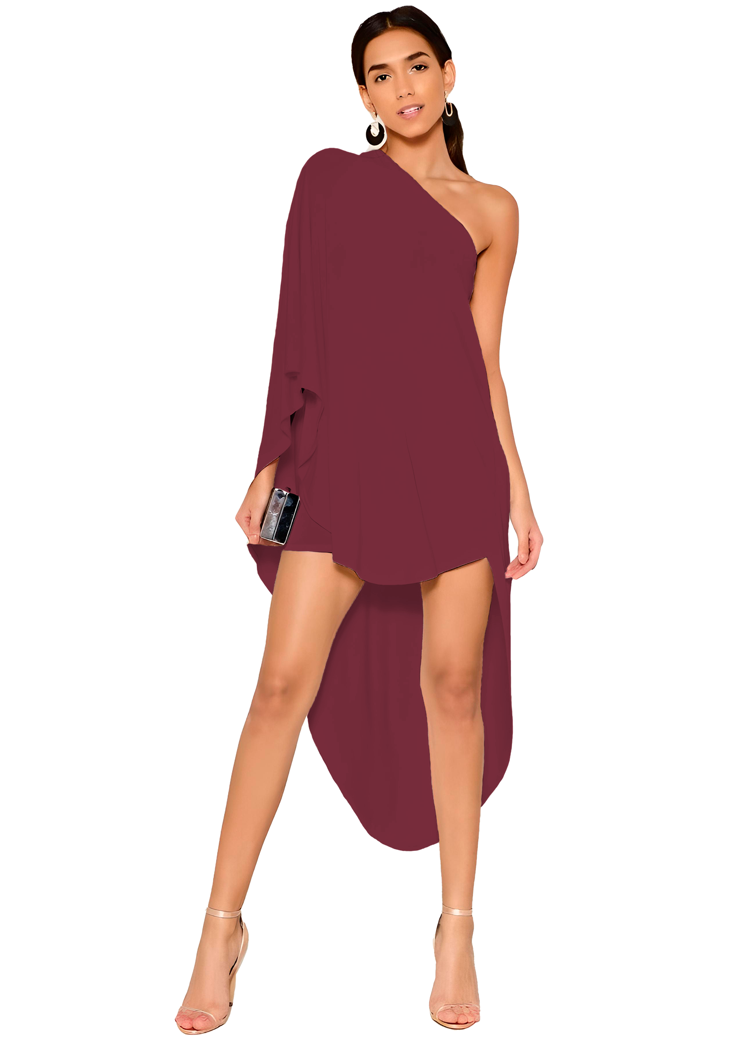 Vestido corto con capa asimetrico