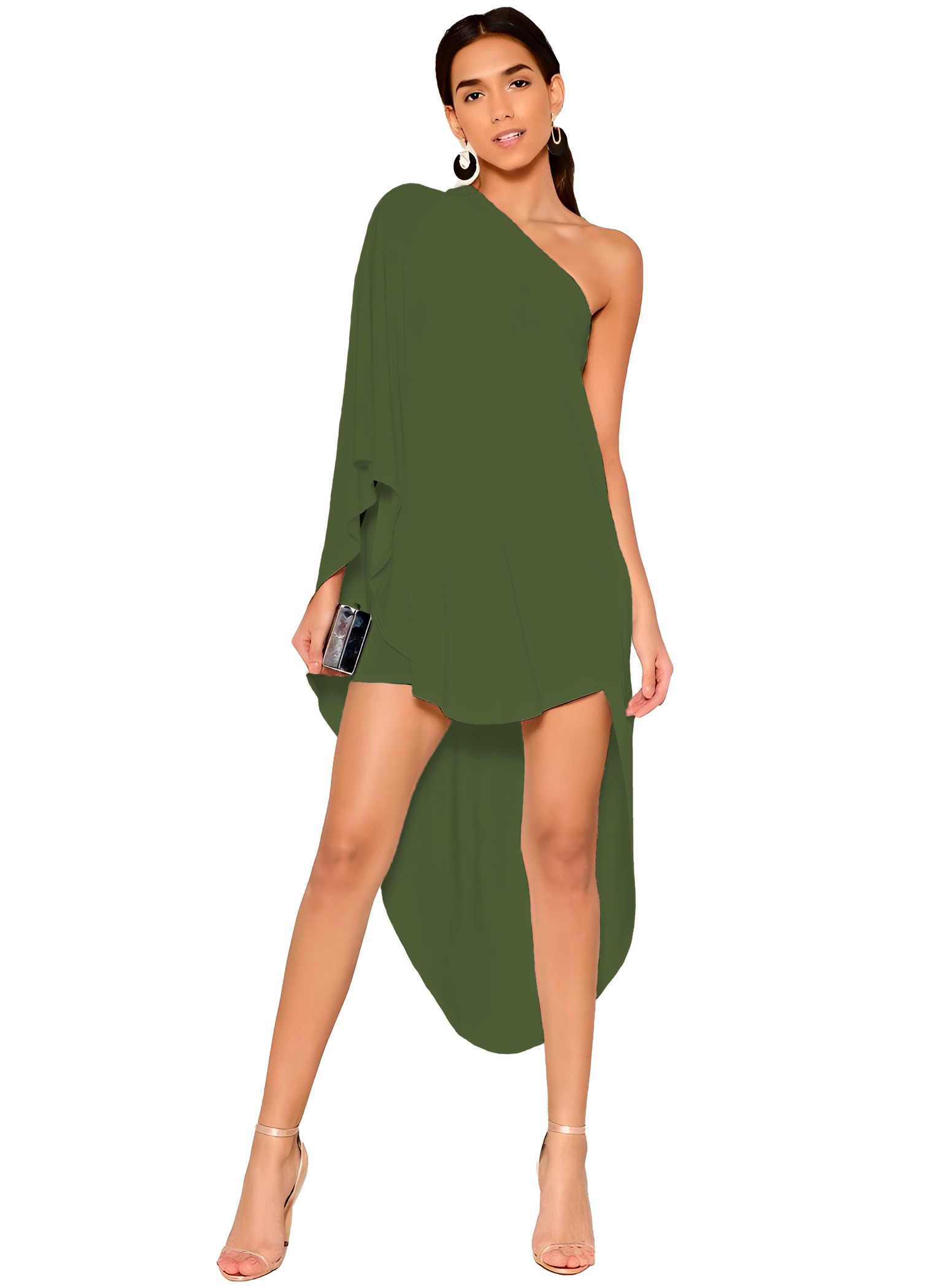 Vestido corto con capa asimetrico