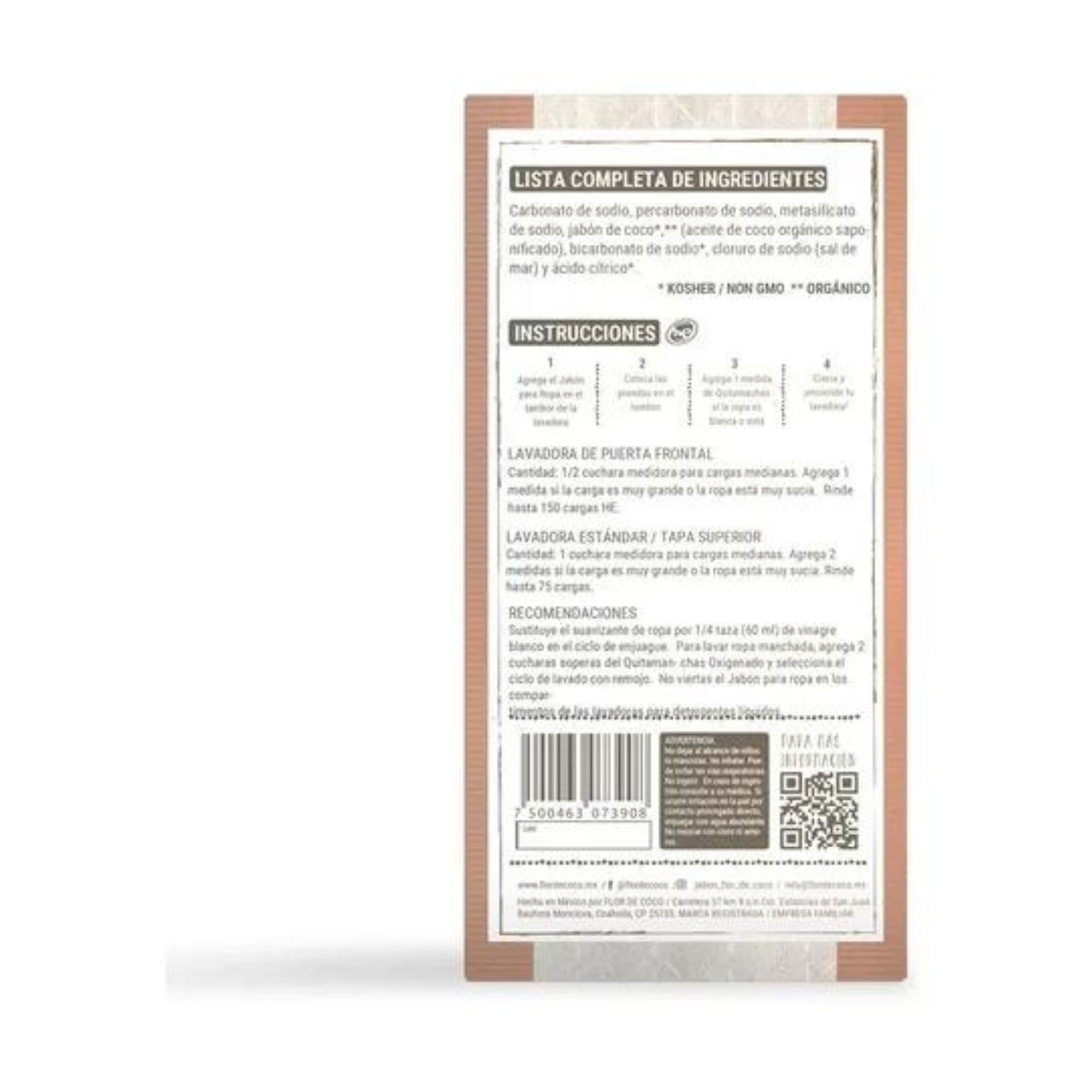 Jabón De Ropa Polvo 1.5 Kg Flor De Coco Concentrado Orgánico