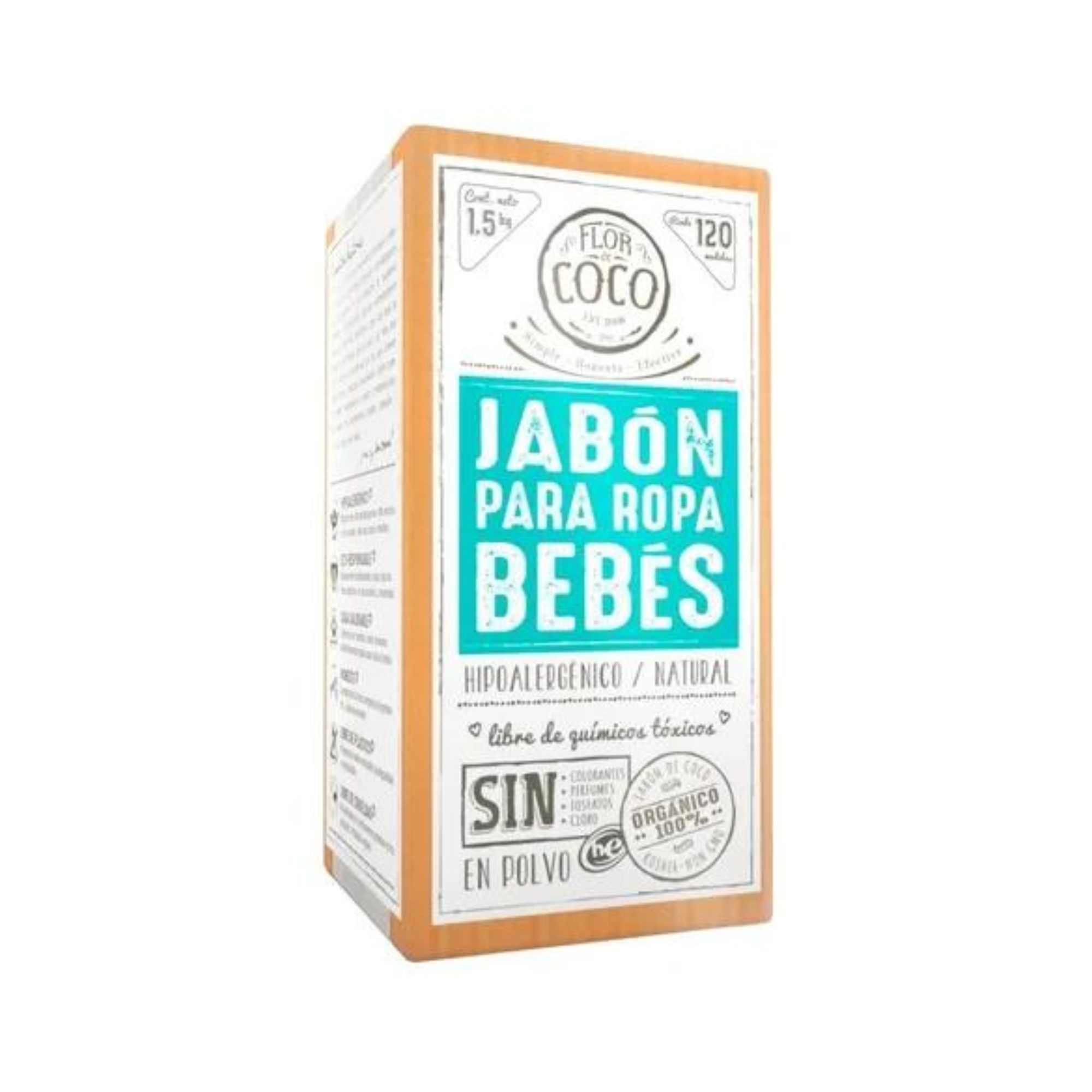 Jabón Ropa De Bebé Polvo 1.5 Kg Flor De Coco Hipoalergénico