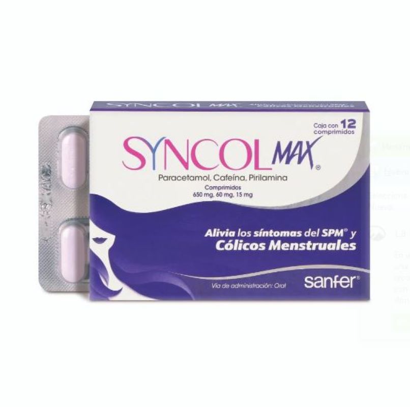 Comprimidos Syncol Max 575848 650/60/15 Mg Colico Menstrual