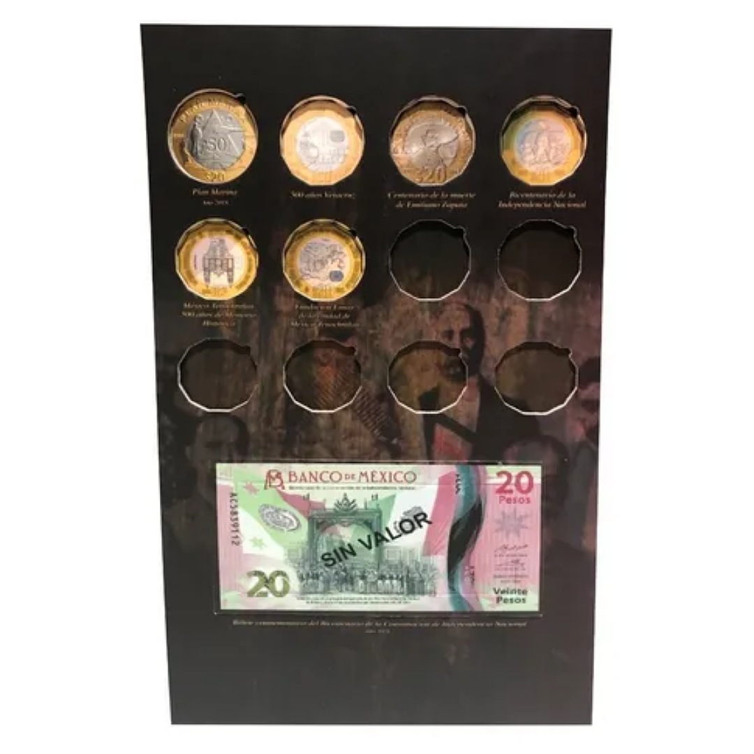 Álbum Tríptico Para Monedas Conmemorativas $5 $20 Y Billetes