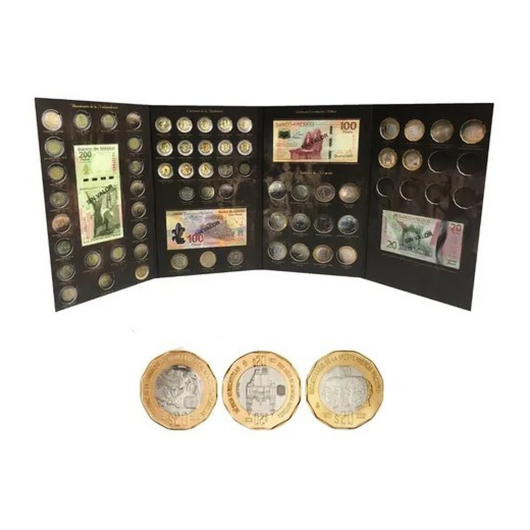 Álbum Tríptico Para Monedas Conmemorativas $5 $20 Y Billetes