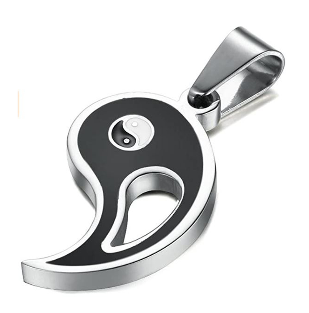 MADIOLA. Collar yin yang básico, collar pareja enamorados, amistad blanco y negro opuestos. Ying Yang