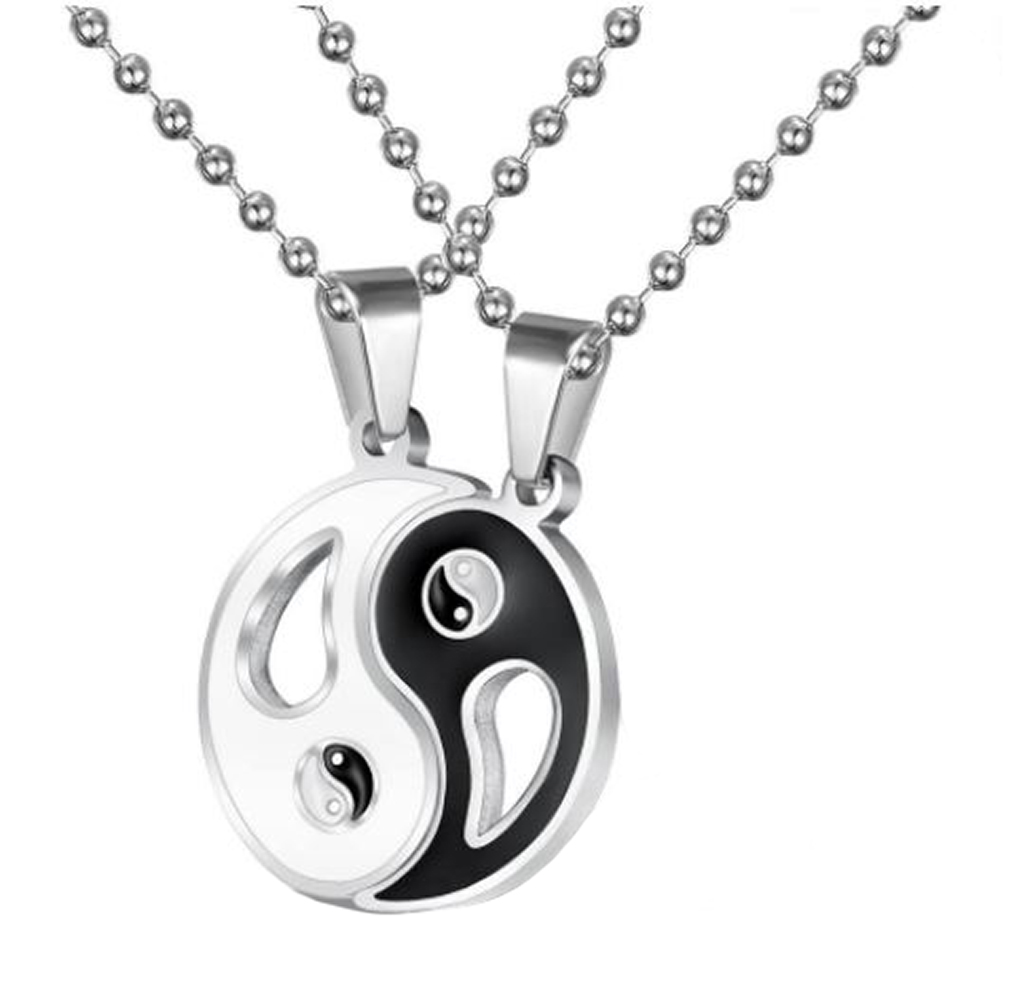 MADIOLA. Collar yin yang básico, collar pareja enamorados, amistad blanco y negro opuestos. Ying Yang