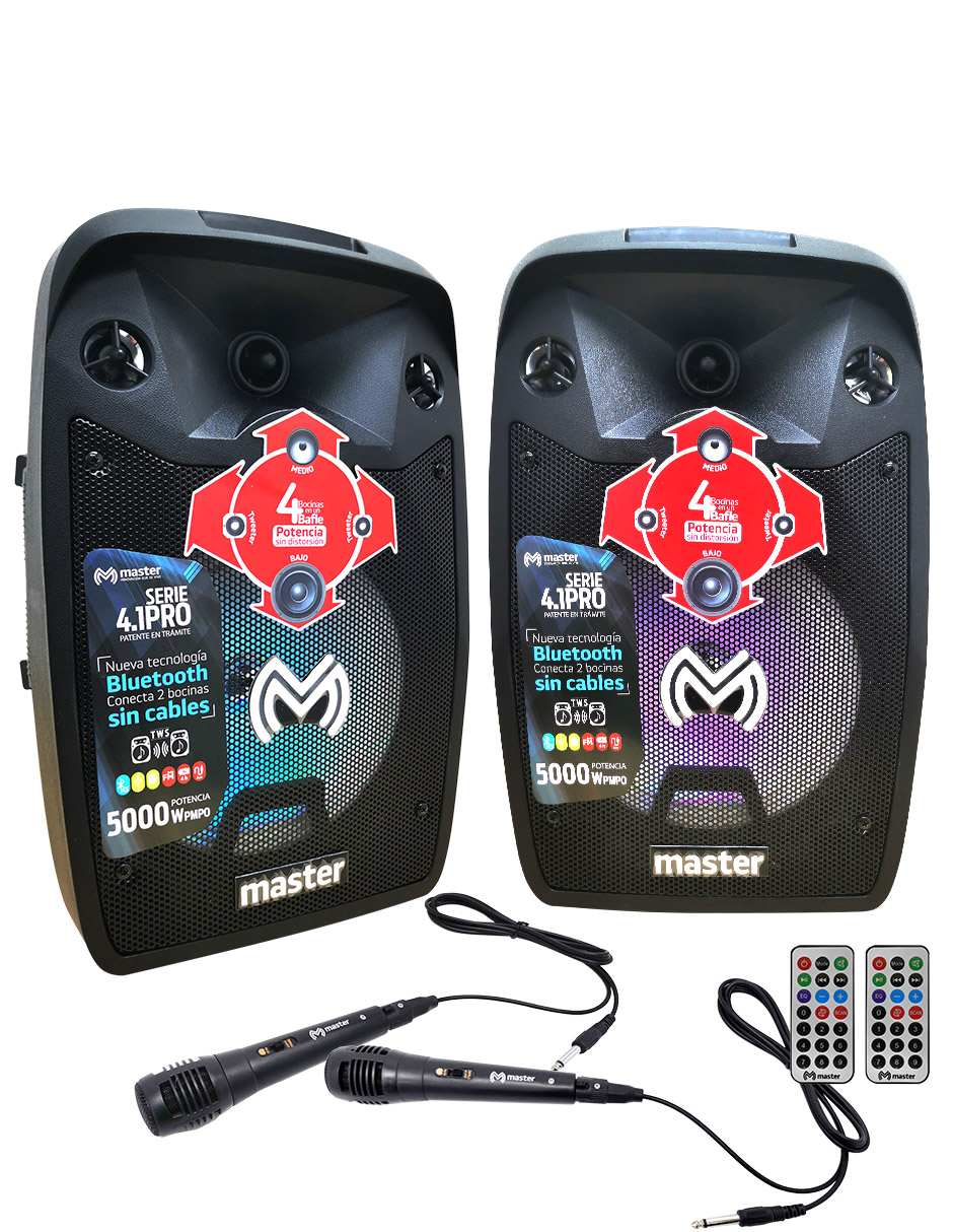 Juego de 2 Bafles Amplificados 8 pulgadas Portátil 5000 Watts Bluetooth y TWS / Master / MA-PARTY200