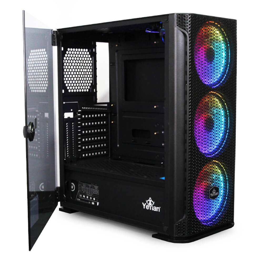 Gabinete Yeyian Hollow 2500, Midi Tower, ATX/EATX/ITX/Micro ATX, USB 3.2, sin Fuente, Negro