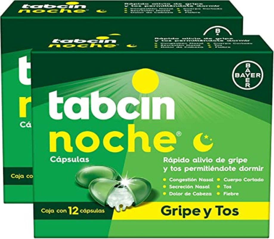 2 paquetes de 12 Capsulas Tabcin Noche 616992 Antigripal