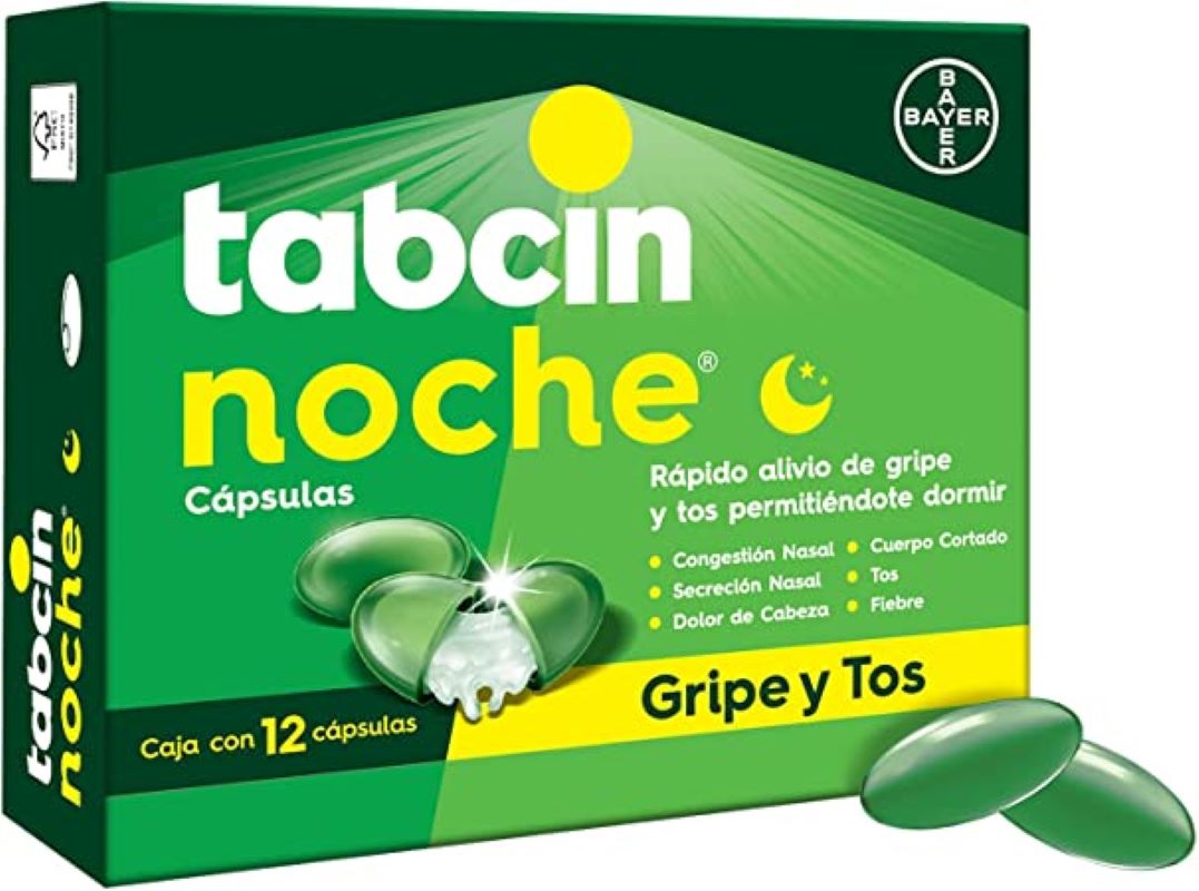 2 paquetes de 12 Capsulas Tabcin Noche 616992 Antigripal