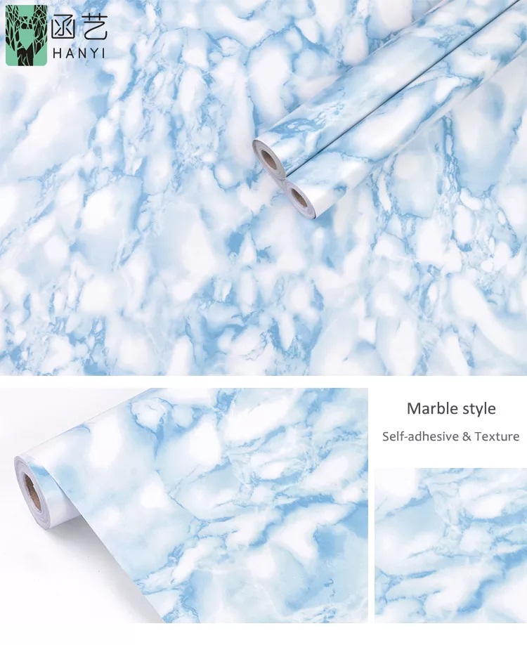 Papel Tapiz Adherible Marmol Azul 10m X 45cm