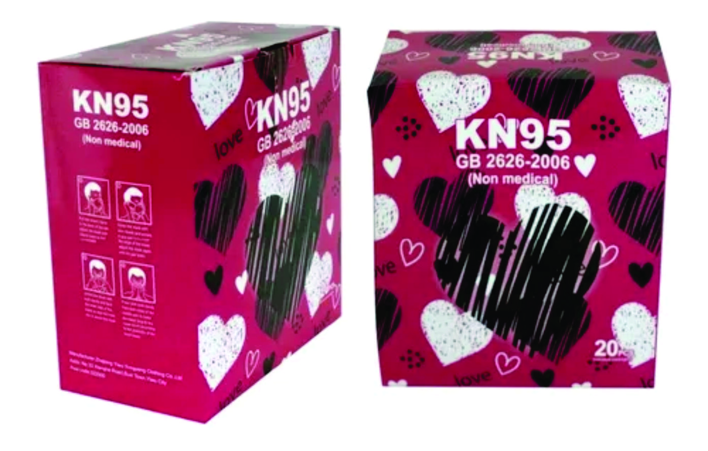 Cubrebocas Tapabocas Kn95 Infantil Estampado corazones 100 pzas