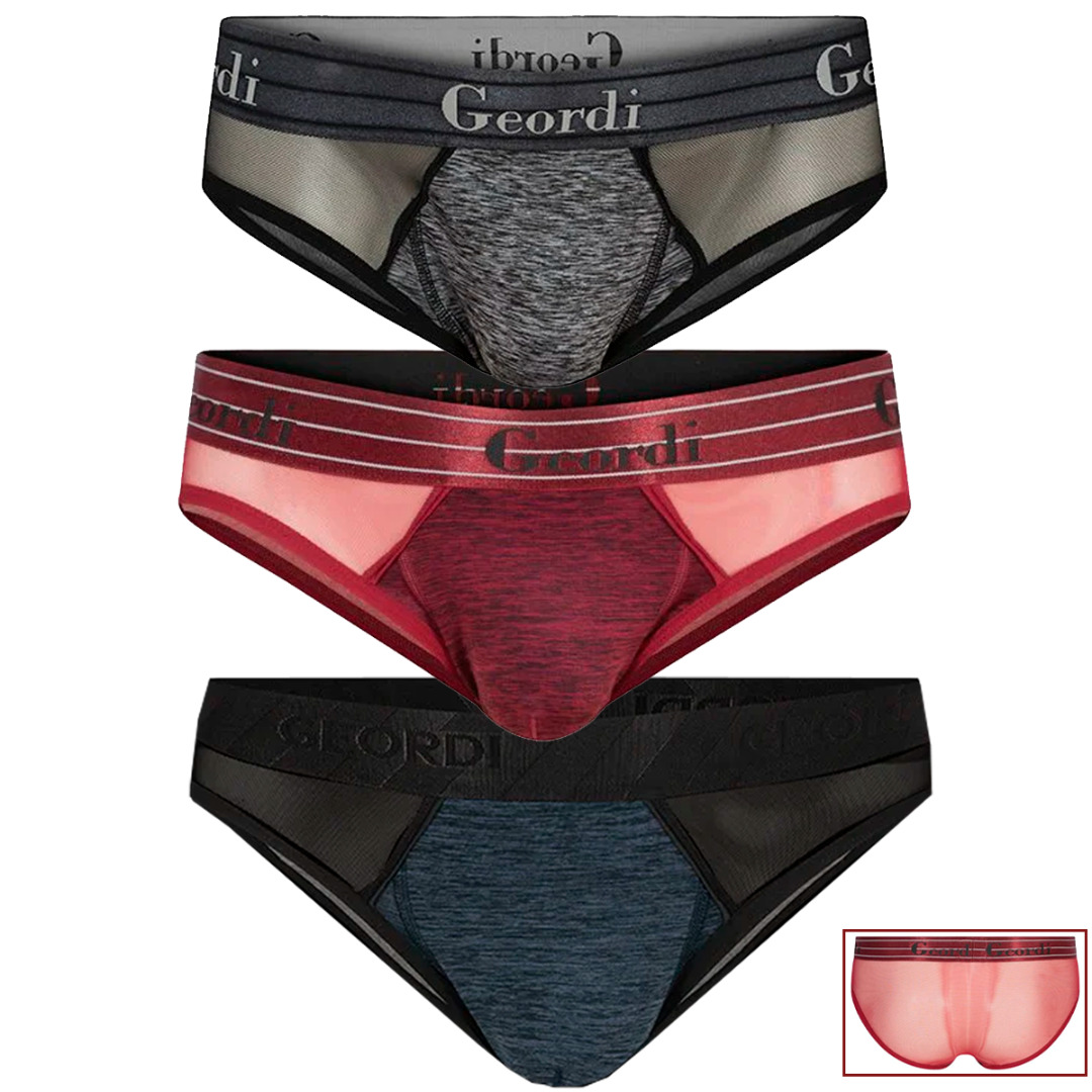 3 Pack Boxer Tipo Brief Para Caballero Ropa Interior Caballero, Tripack Boxers Para Hombres, Bóxer Algodón Tipo Trusas Para Hombre, Set de 3 Piezas Boxer Azul, Negro y Vino 