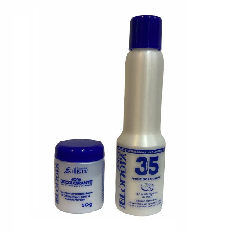 Estilista polvo decolorante 50g + peroxido 35 vol 100ml