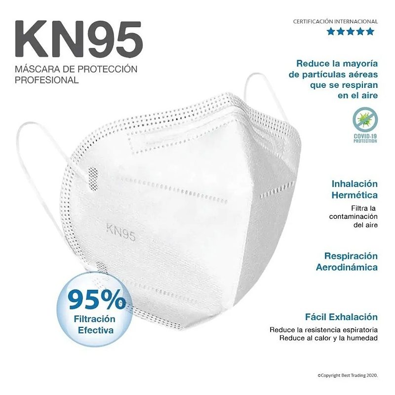 Cubrebocas Kn95 Tapabocas 100 Pz Mascarilla 5 Capas