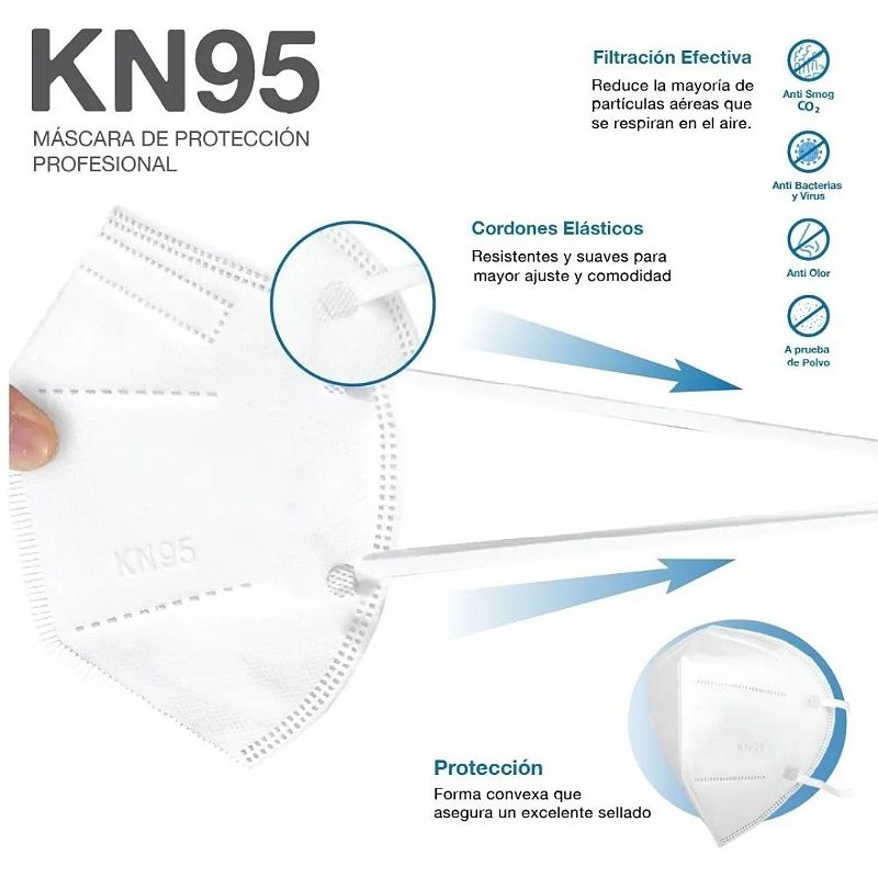 Cubrebocas Kn95 Tapabocas 100 Pz Mascarilla 5 Capas