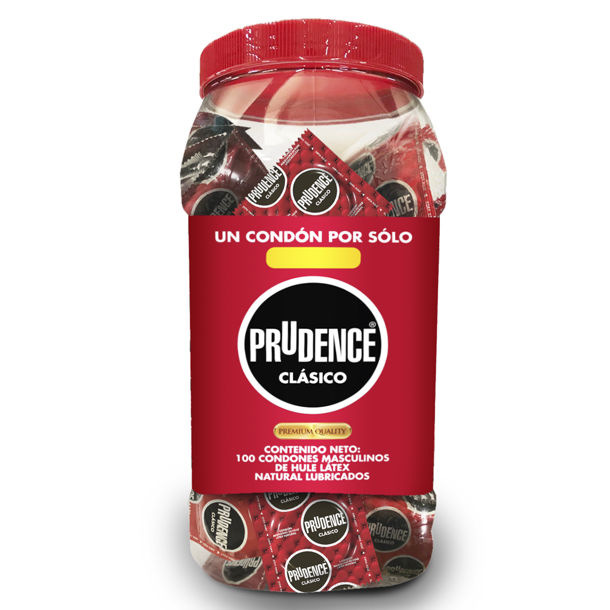 100 Condones Prudence Clásico Lubricado, En Bote - Vitrolero