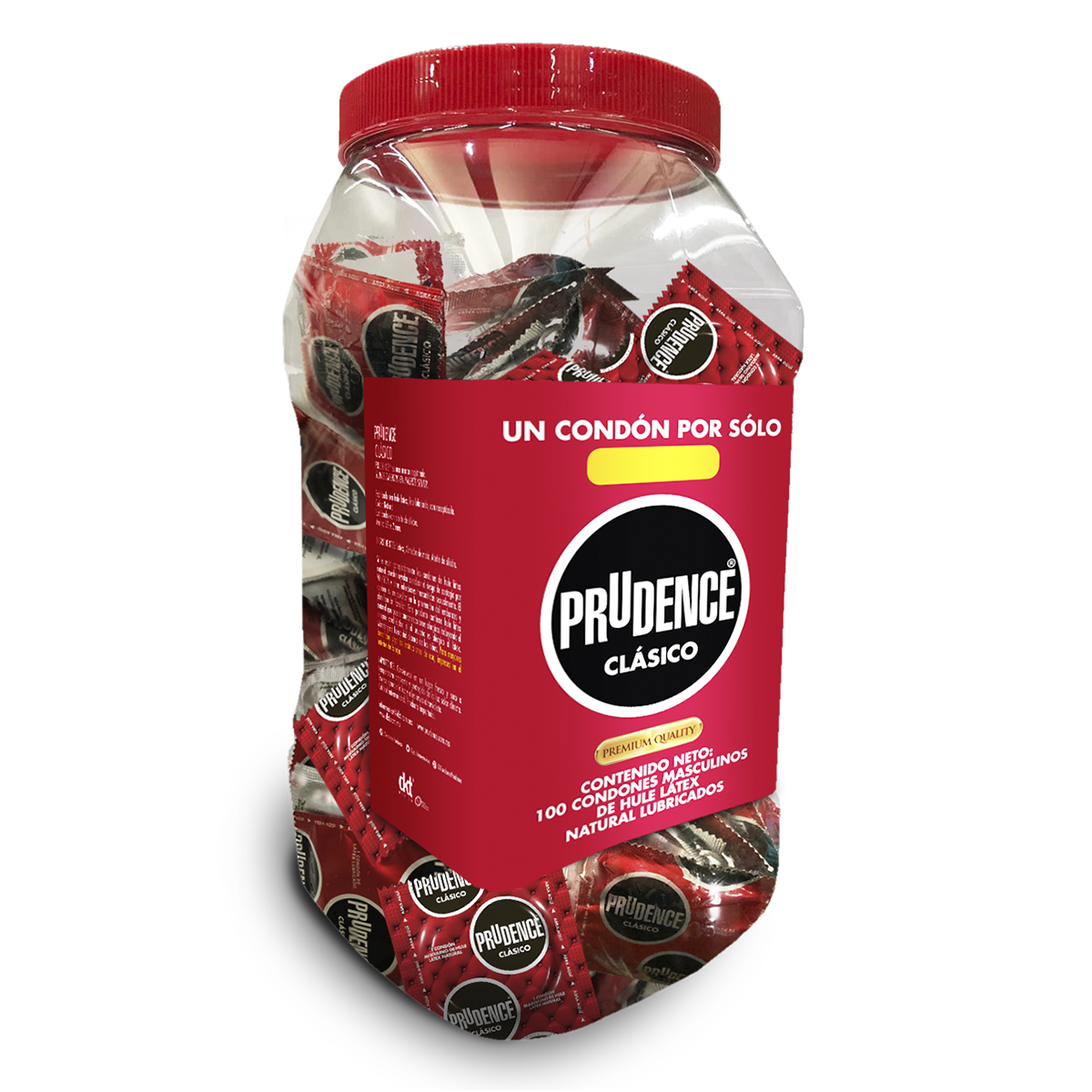100 Condones Prudence Clásico Lubricado, En Bote - Vitrolero