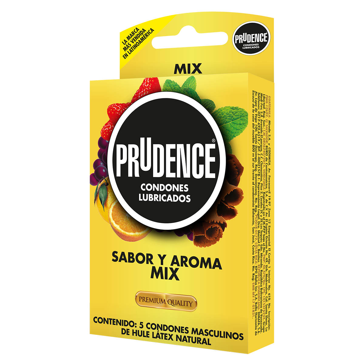 Paquete con 5 Condones Prudence Sabor Y Aroma Mix