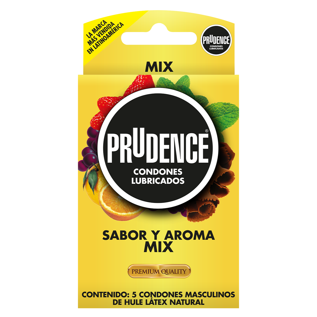 Paquete con 5 Condones Prudence Sabor Y Aroma Mix