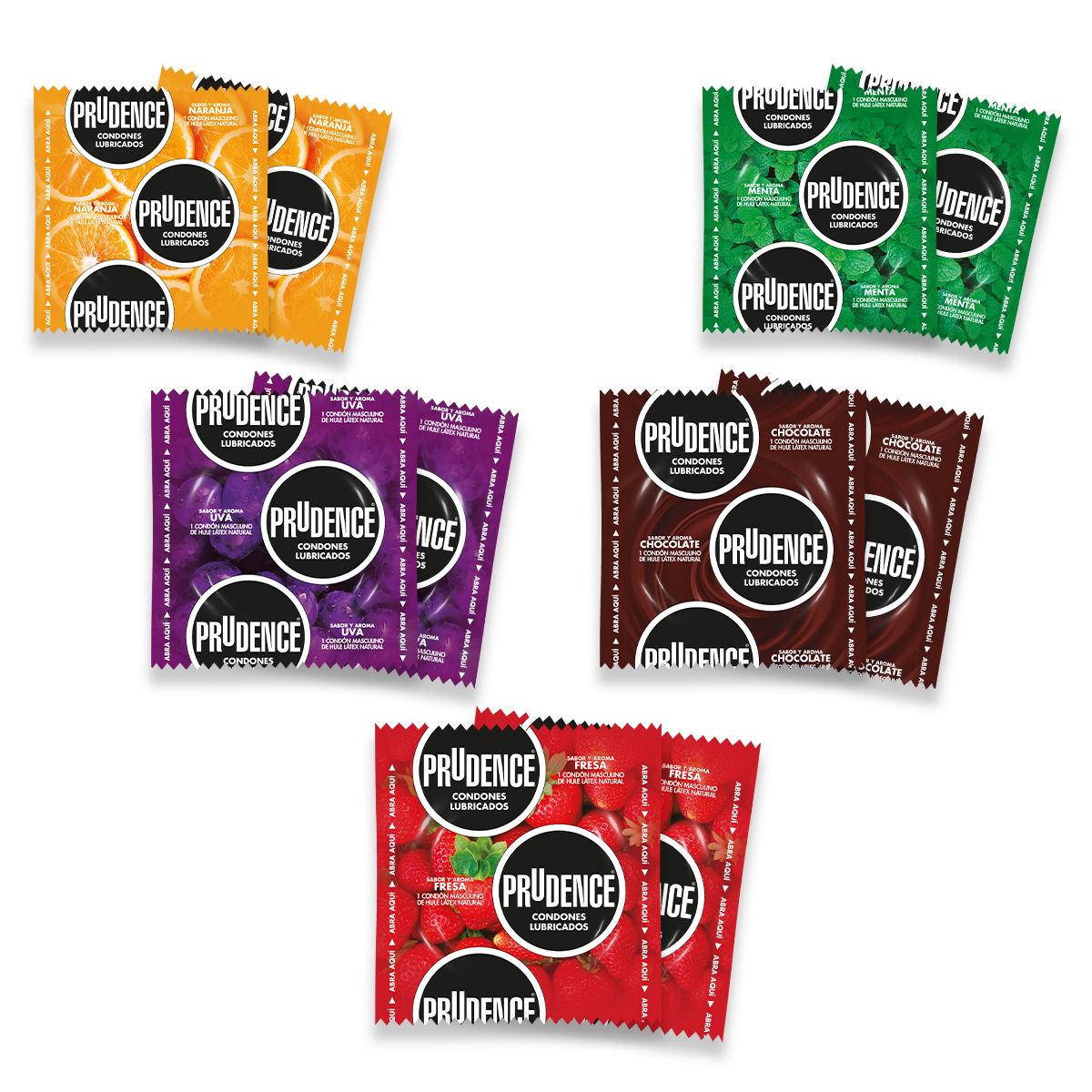 Paquete con 10 Condones Prudence Sabor Y Aroma Mix